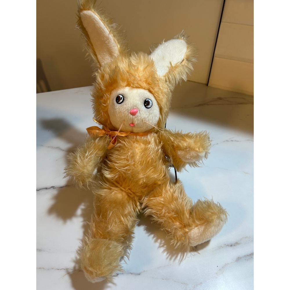 Vintage Knickerbocker Animals ofDistinction Plush Bunny Rabbit Orange Shaggy 15"
